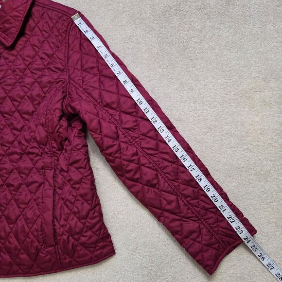 EUC LL Bean Women's M Quilted Lined Long Sleeve Snap Front Jacket Burgundy - Picture 13 of 16